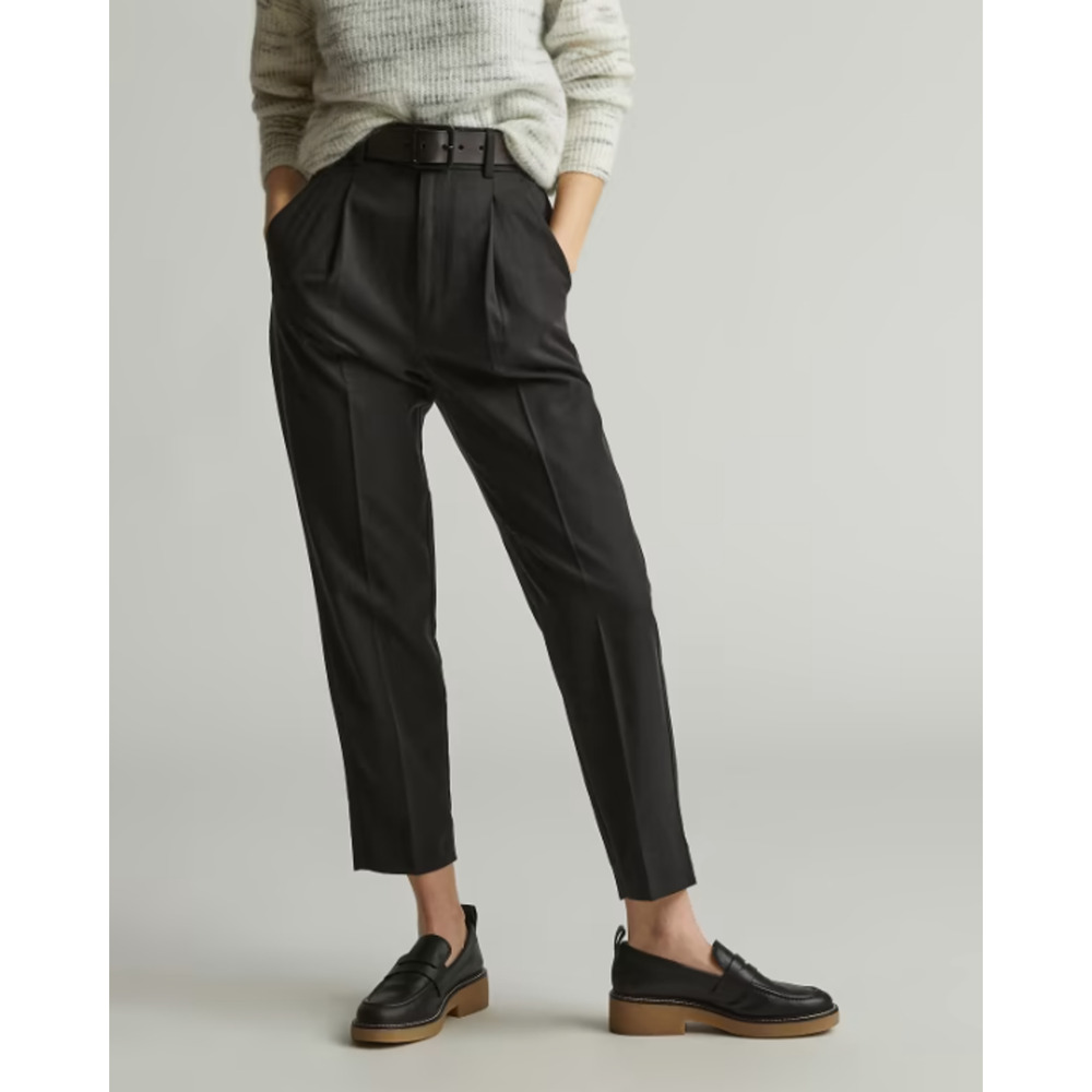 EVERLANE Women's Way High Draped Tapered Pants Size 12 Black Tencel NWT